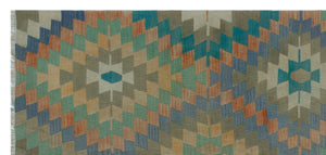 Geometric Over Dyed Kilim Rug 4'4'' x 9'2'' ft 131 x 280 cm