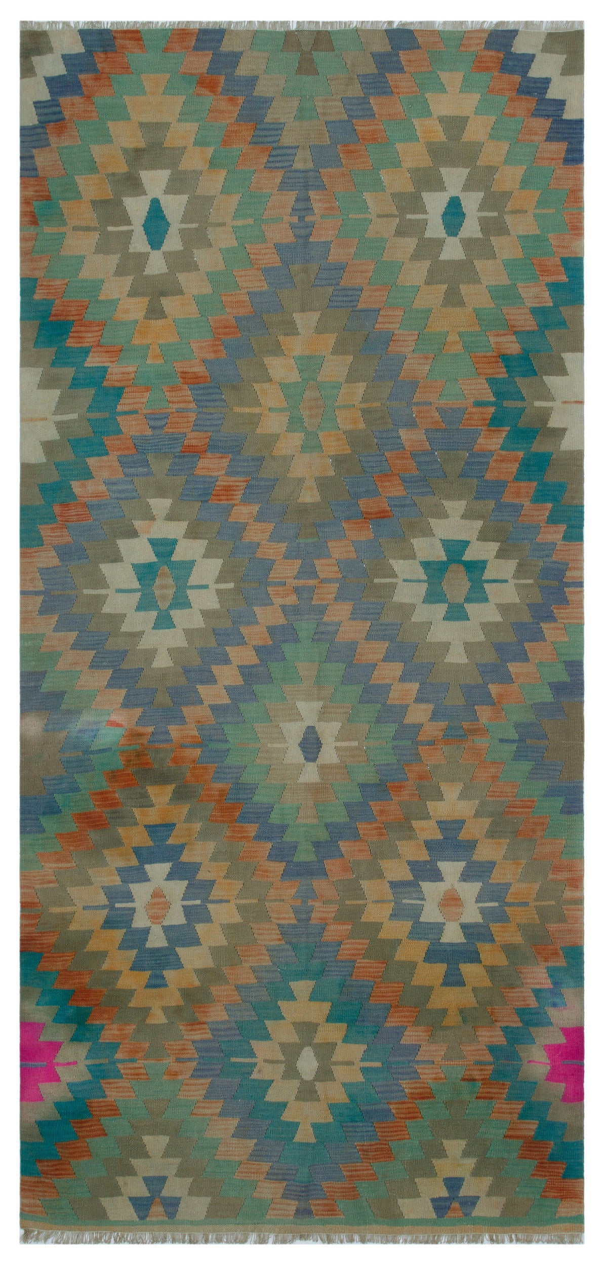 Geometric Over Dyed Kilim Rug 4&#39;4&#39;&#39; x 9&#39;2&#39;&#39; ft 131 x 280 cm