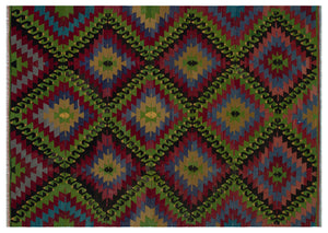 Geometric Over Dyed Kilim Rug 6'3'' x 8'9'' ft 190 x 267 cm