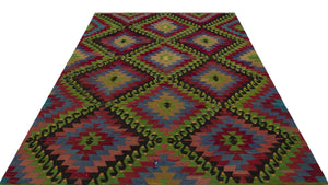 Geometric Over Dyed Kilim Rug 6'3'' x 8'9'' ft 190 x 267 cm