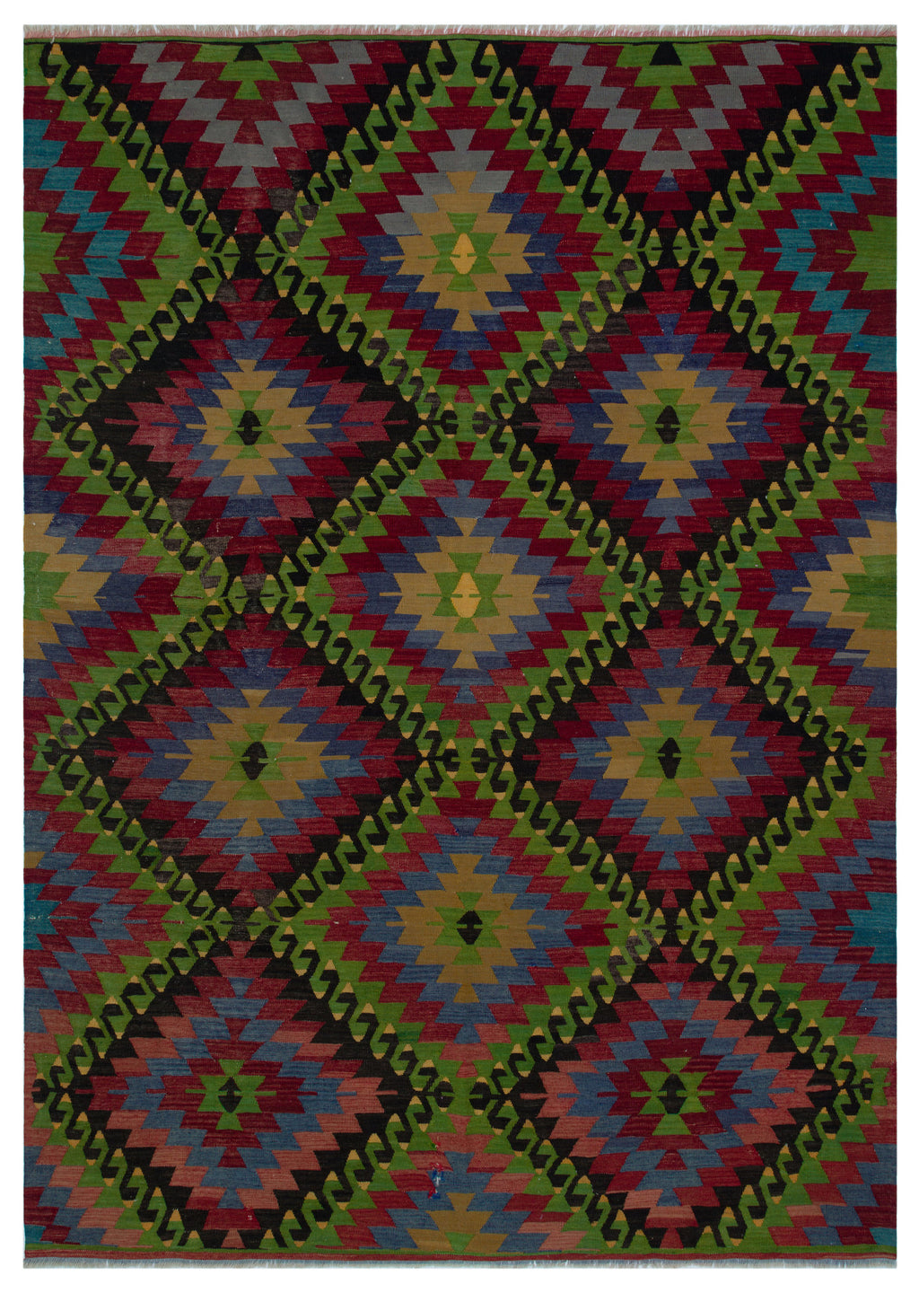 Geometric Over Dyed Kilim Rug 6'3'' x 8'9'' ft 190 x 267 cm