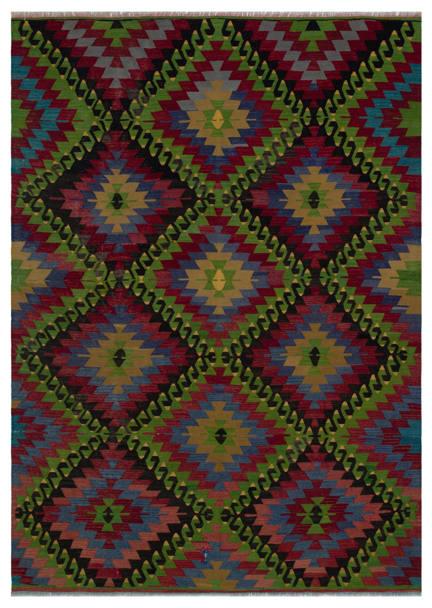 Geometric Over Dyed Kilim Rug 6'3'' x 8'9'' ft 190 x 267 cm