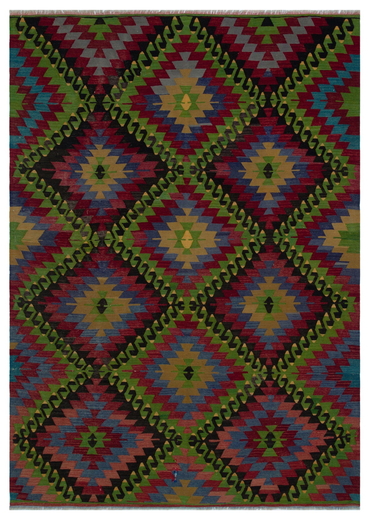 Geometric Over Dyed Kilim Rug 6&#39;3&#39;&#39; x 8&#39;9&#39;&#39; ft 190 x 267 cm