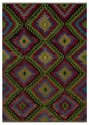 Geometric Over Dyed Kilim Rug 6'3'' x 8'9'' ft 190 x 267 cm