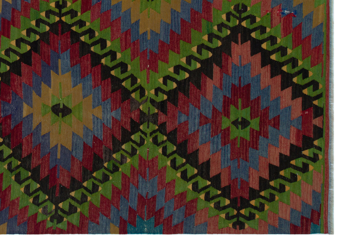 Geometric Over Dyed Kilim Rug 6&#39;3&#39;&#39; x 8&#39;9&#39;&#39; ft 190 x 267 cm