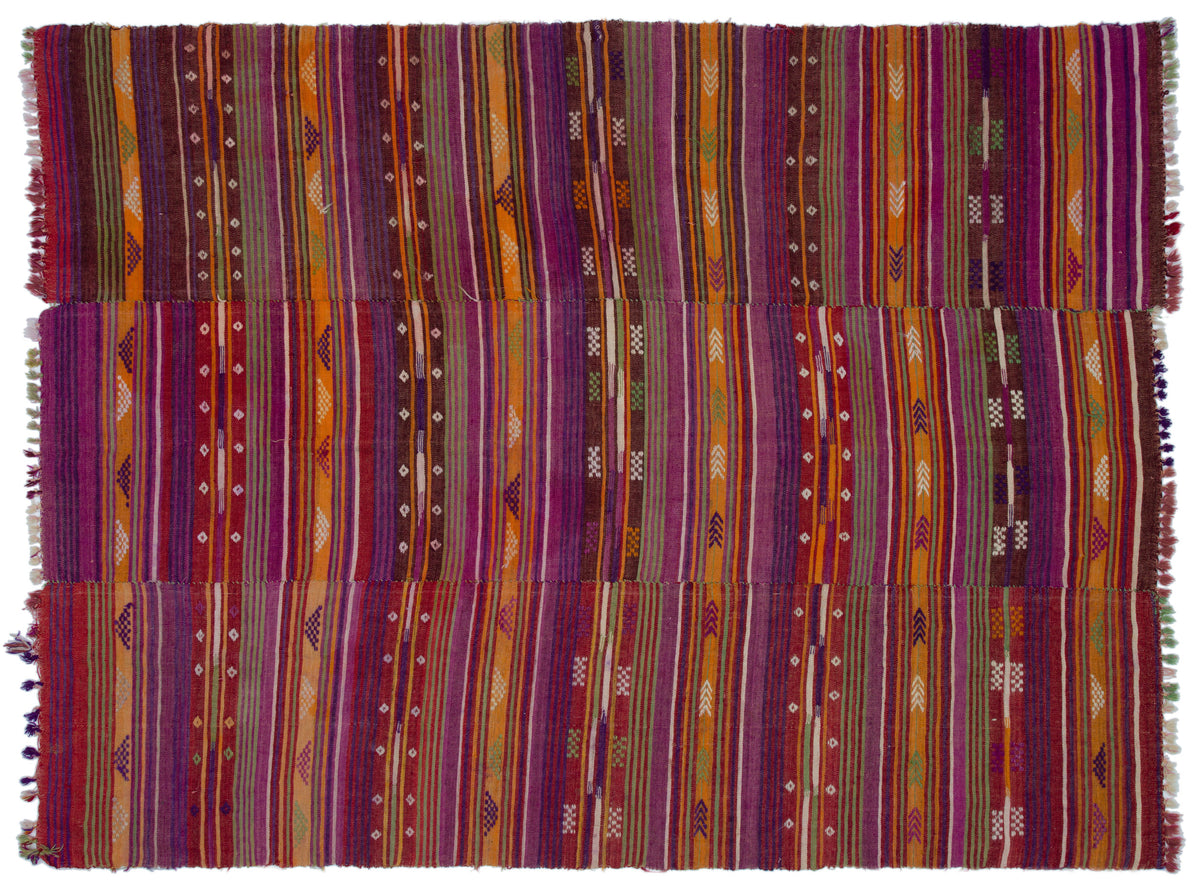 Geometric Over Dyed Kilim Rug 6&#39;6&#39;&#39; x 8&#39;9&#39;&#39; ft 197 x 266 cm