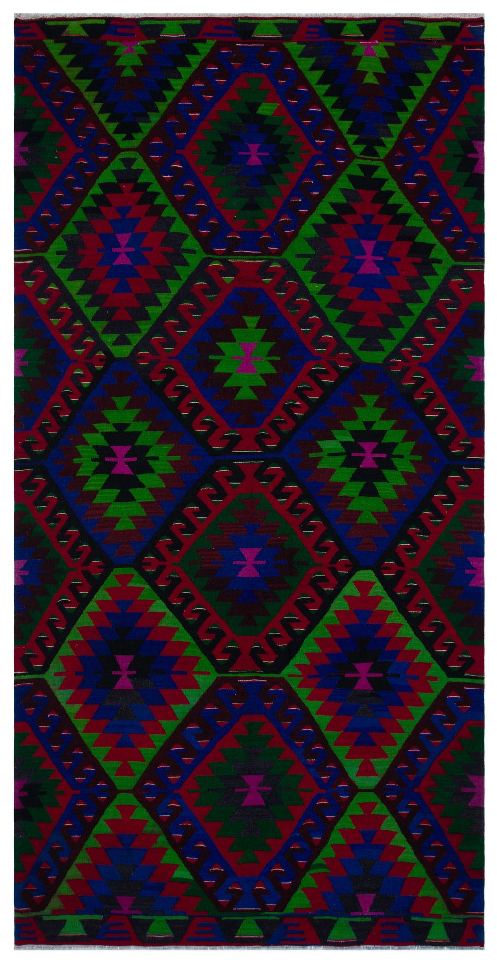 Geometric Over Dyed Kilim Rug 5'9'' x 11'1'' ft 174 x 337 cm