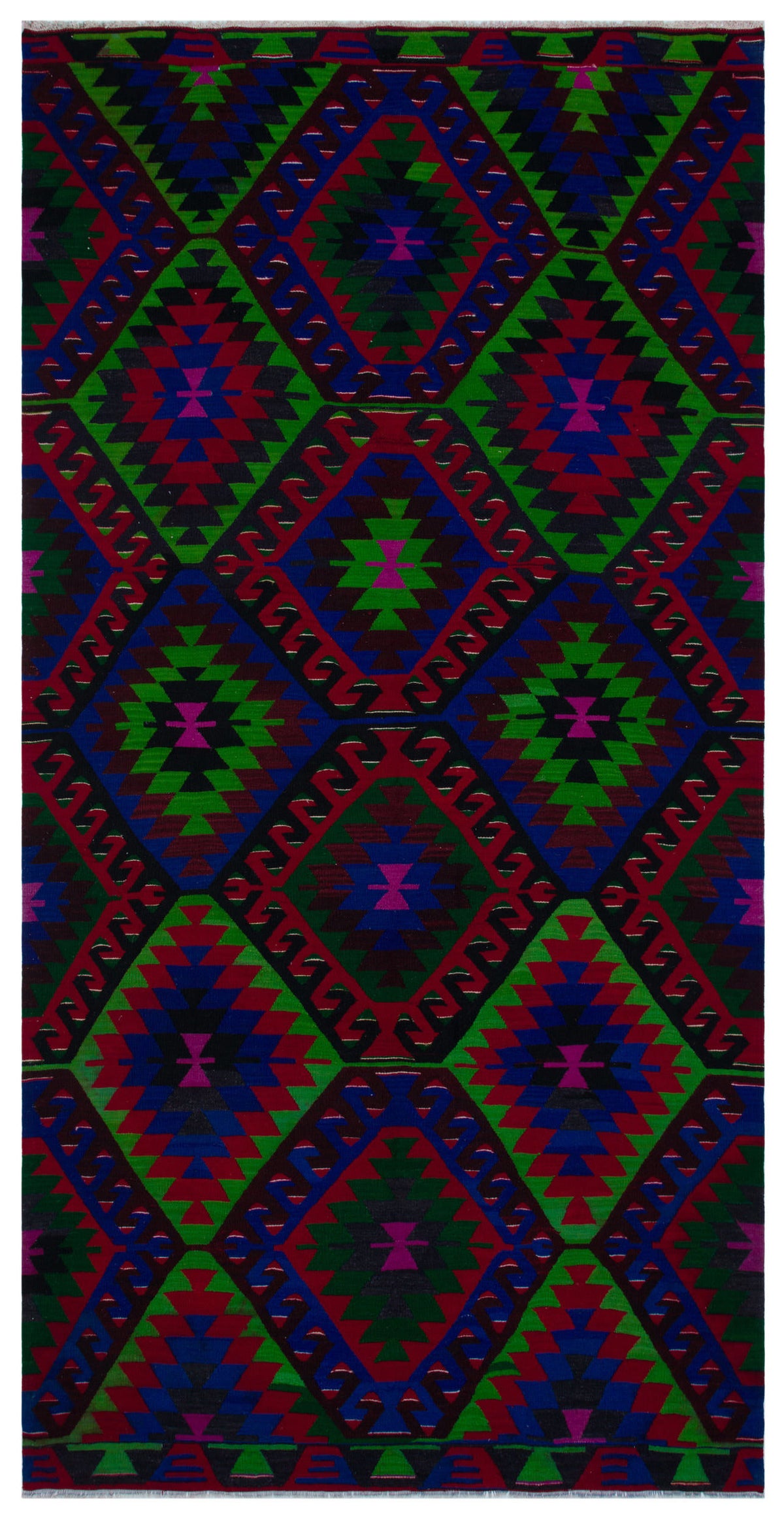 Geometric Over Dyed Kilim Rug 5&#39;9&#39;&#39; x 11&#39;1&#39;&#39; ft 174 x 337 cm