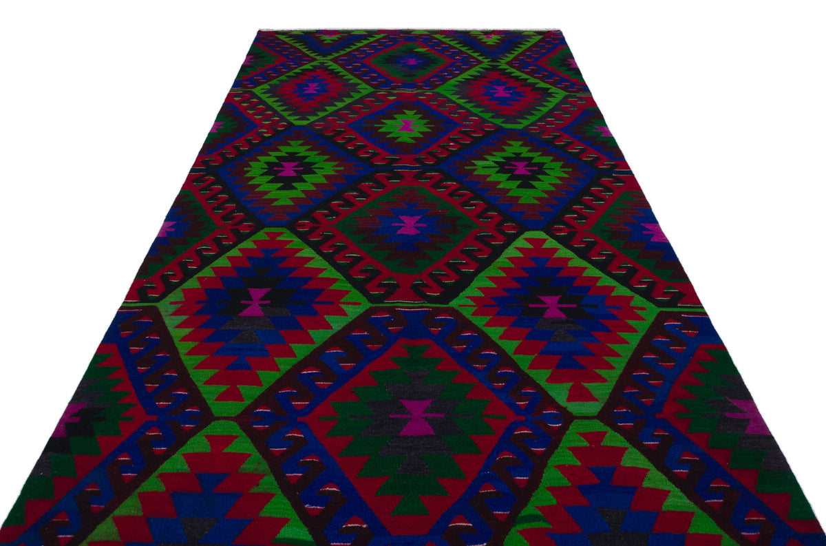 Geometric Over Dyed Kilim Rug 5&#39;9&#39;&#39; x 11&#39;1&#39;&#39; ft 174 x 337 cm