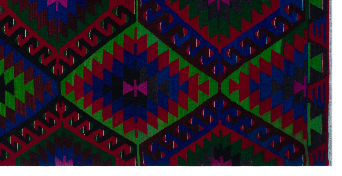 Geometric Over Dyed Kilim Rug 5&#39;9&#39;&#39; x 11&#39;1&#39;&#39; ft 174 x 337 cm