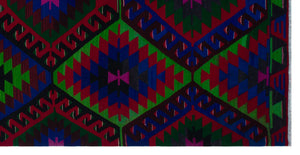 Geometric Over Dyed Kilim Rug 5'9'' x 11'1'' ft 174 x 337 cm