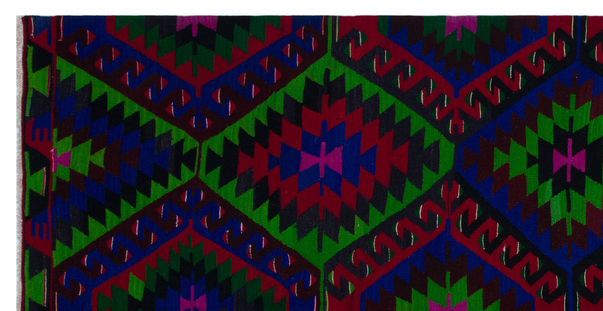 Geometric Over Dyed Kilim Rug 5&#39;9&#39;&#39; x 11&#39;1&#39;&#39; ft 174 x 337 cm