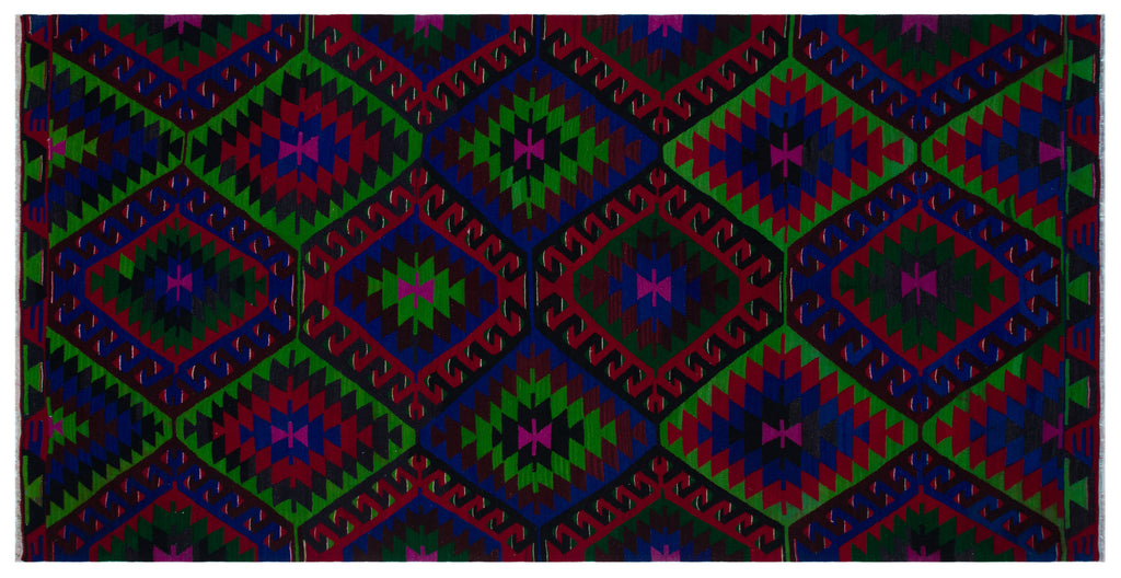 Geometric Over Dyed Kilim Rug 5'9'' x 11'1'' ft 174 x 337 cm