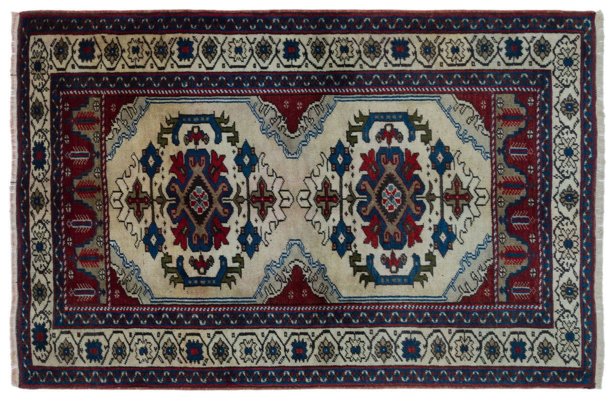 Natural Anatolium Turkish Vintage Rug 3&#39;3&#39;&#39; x 5&#39;1&#39;&#39; ft 100 x 154 cm