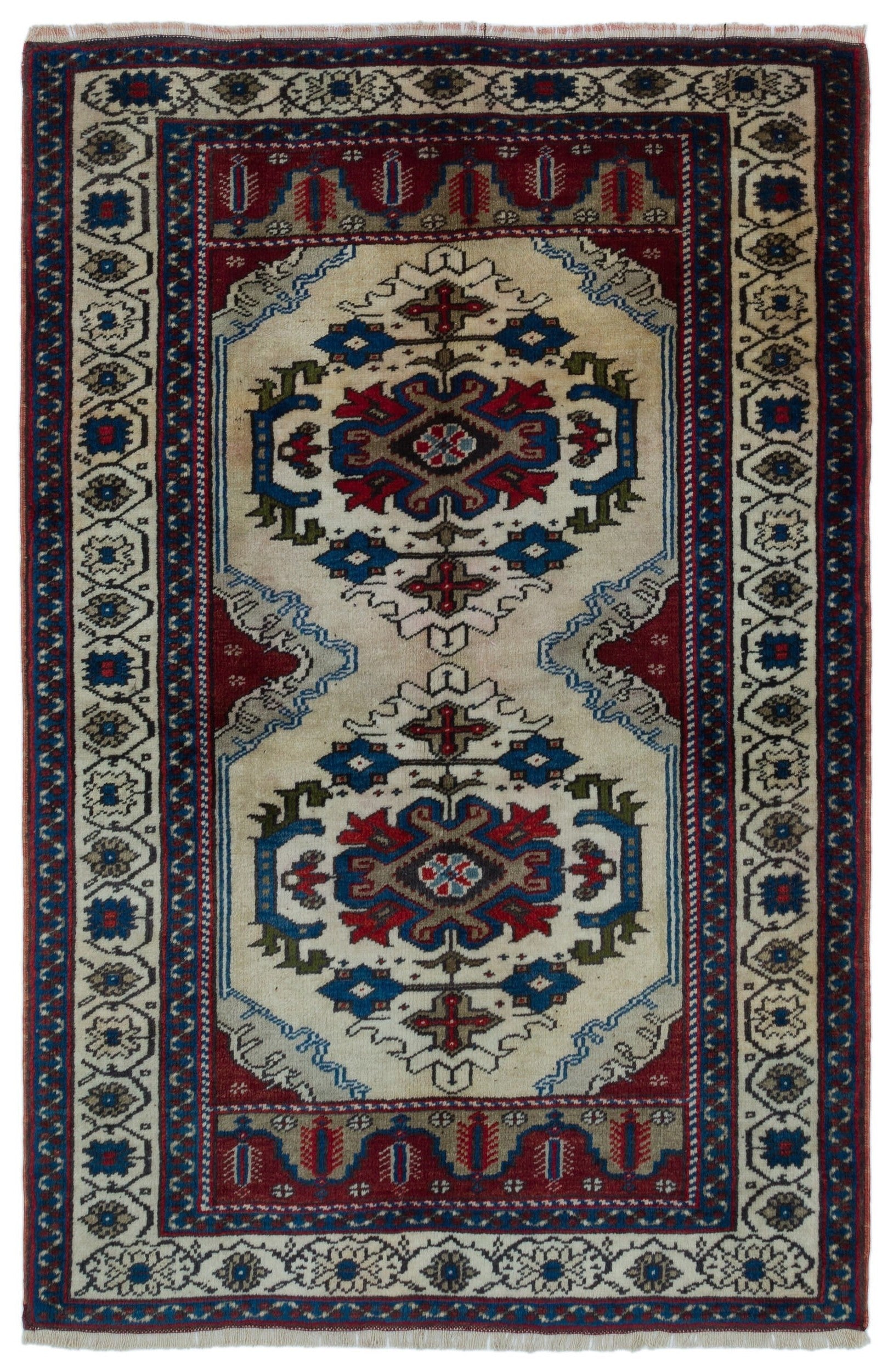 Natural Anatolium Turkish Vintage Rug 3'3'' x 5'1'' ft 100 x 154 cm