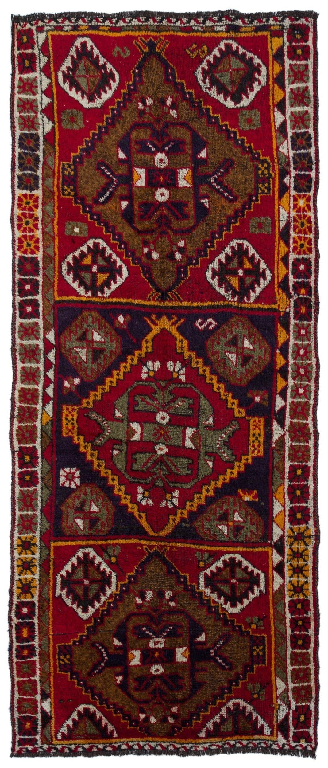 Natural Anatolium Turkish Vintage Rug 4'3'' x 10'4'' ft 130 x 314 cm