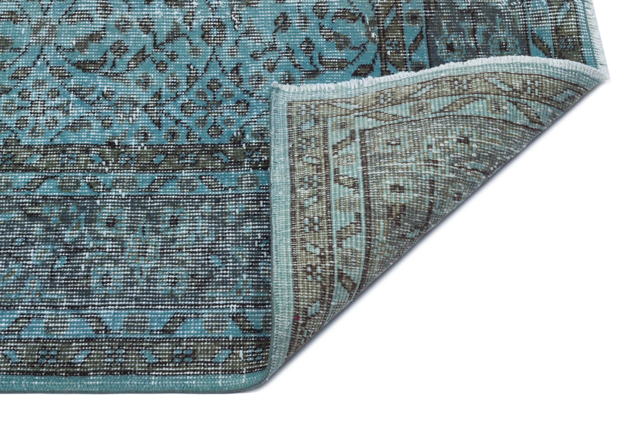 Green Over Dyed Vintage Rug 6'3'' x 9'9'' ft 191 x 296 cm
