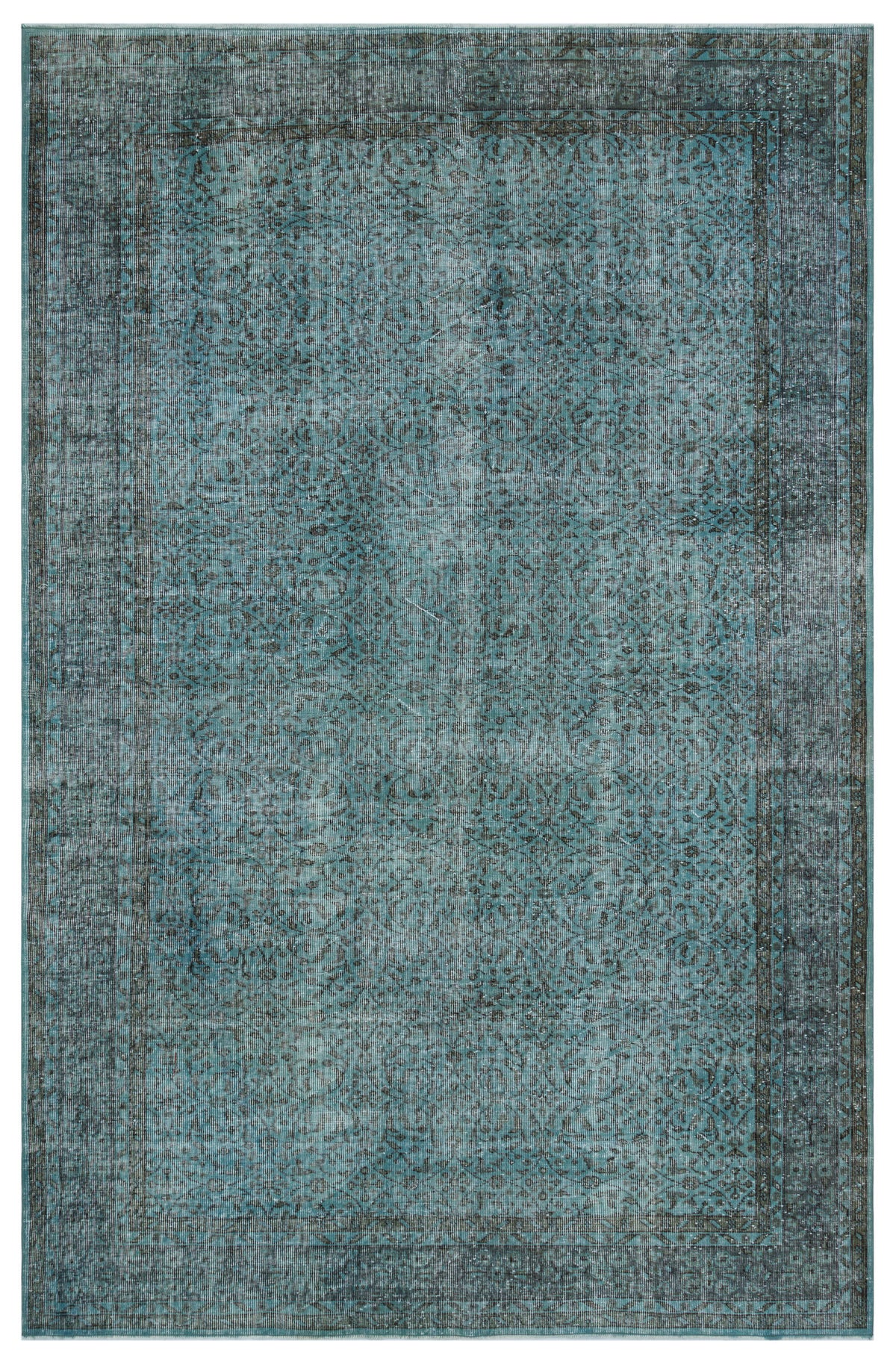 Green Over Dyed Vintage Rug 6&#39;3&#39;&#39; x 9&#39;9&#39;&#39; ft 191 x 296 cm