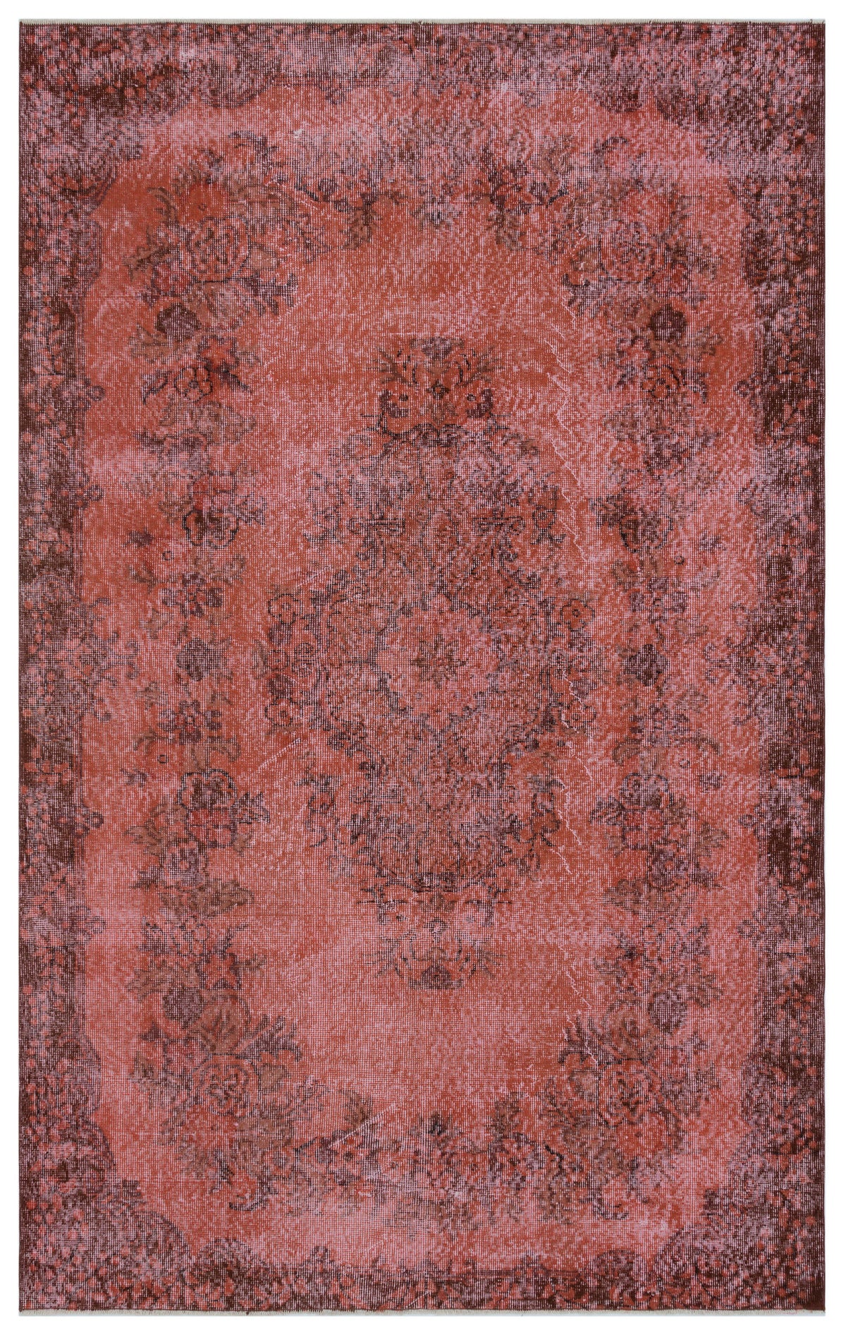 Brown Over Dyed Vintage Rug 5&#39;9&#39;&#39; x 9&#39;1&#39;&#39; ft 176 x 276 cm