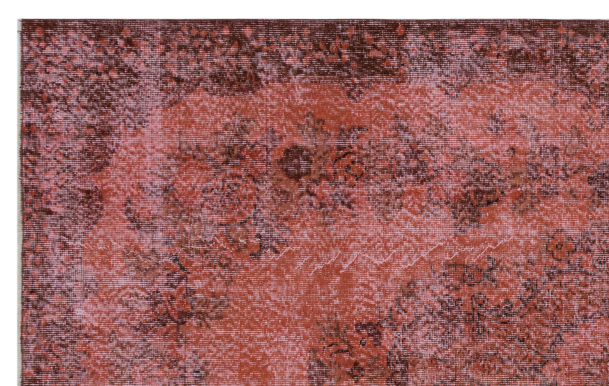 Brown Over Dyed Vintage Rug 5&#39;9&#39;&#39; x 9&#39;1&#39;&#39; ft 176 x 276 cm