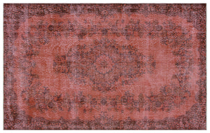 Brown Over Dyed Vintage Rug 5'9'' x 9'1'' ft 176 x 276 cm