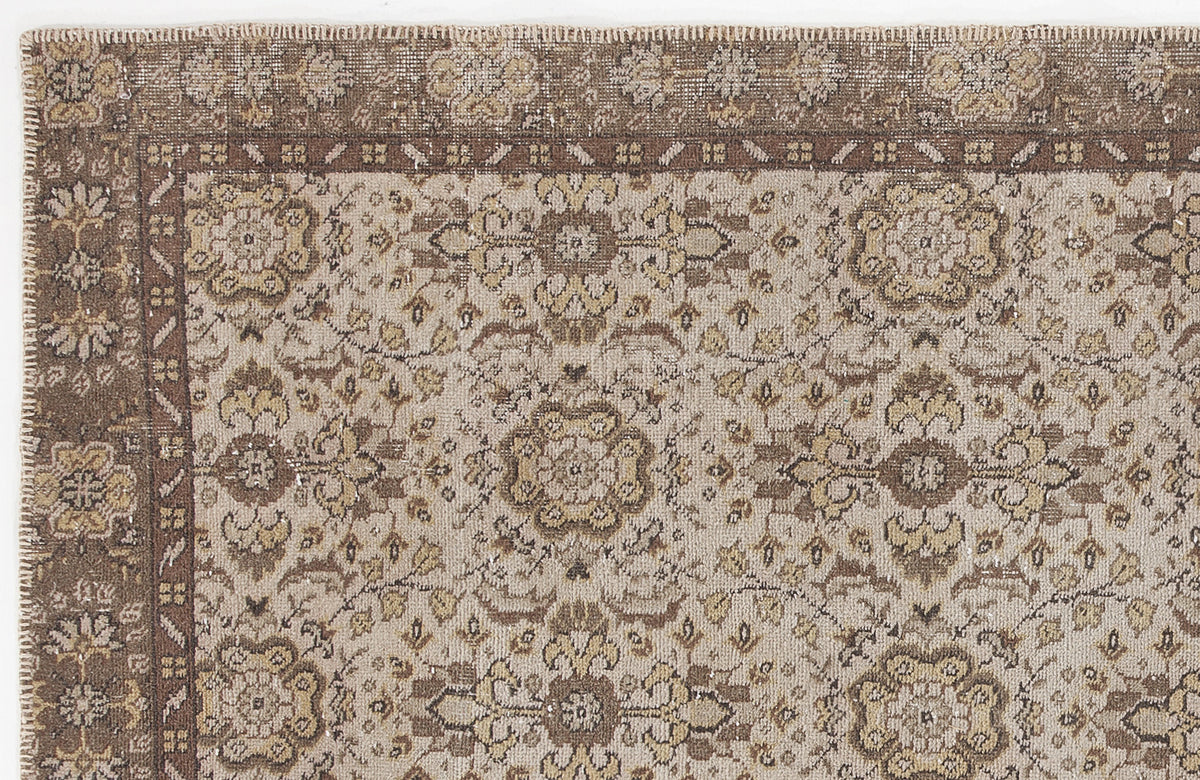 Beige Over Dyed Vintage Rug 5&#39;4&#39;&#39; x 9&#39;3&#39;&#39; ft 163 x 281 cm