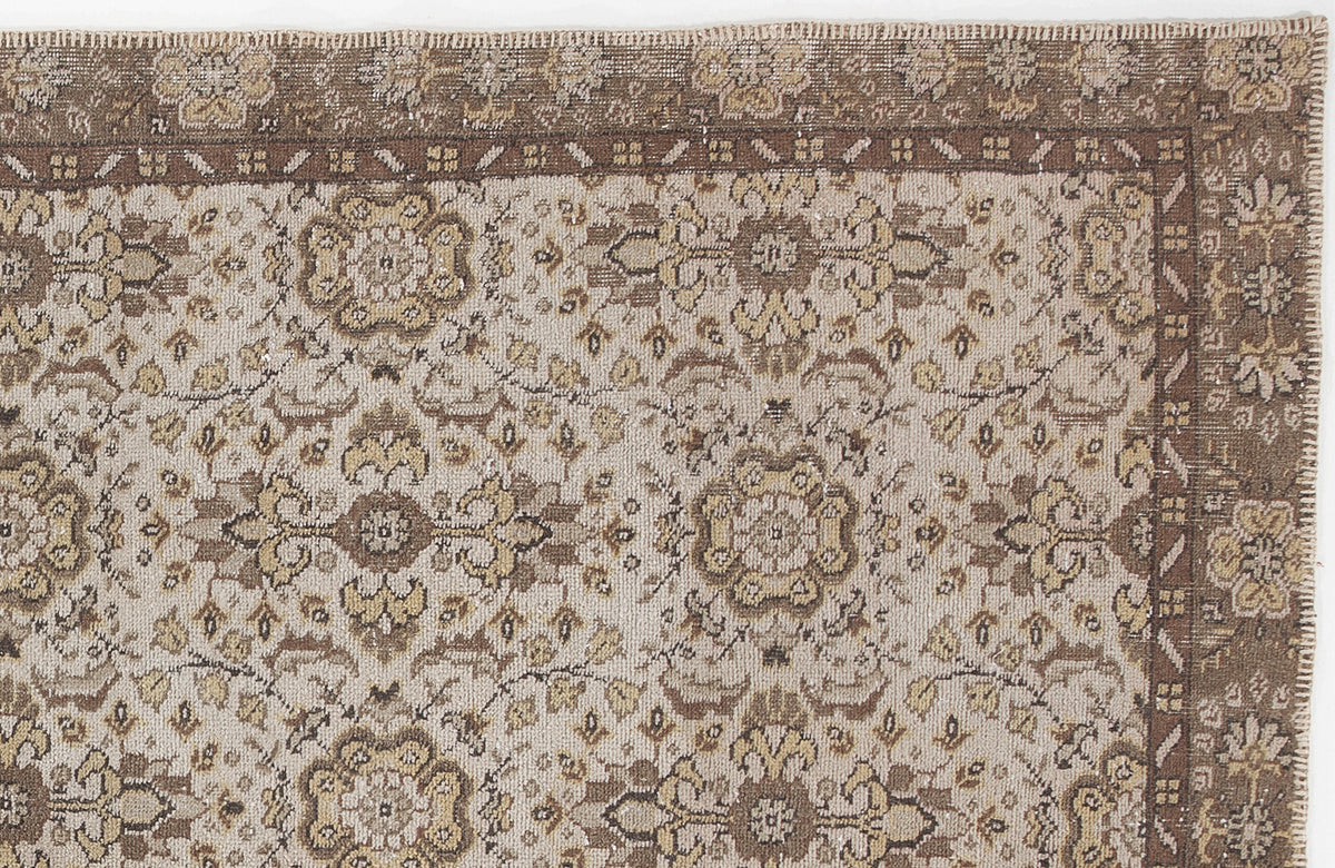 Beige Over Dyed Vintage Rug 5&#39;4&#39;&#39; x 9&#39;3&#39;&#39; ft 163 x 281 cm