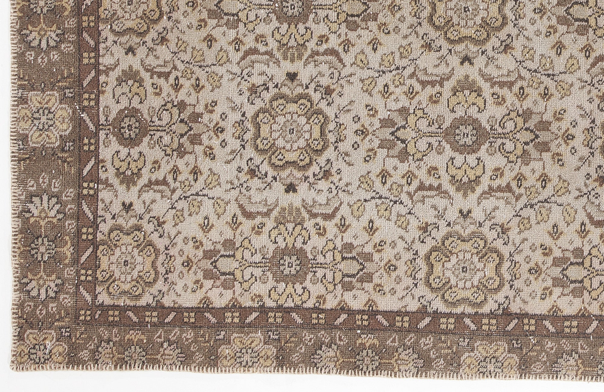 Beige Over Dyed Vintage Rug 5'4'' x 9'3'' ft 163 x 281 cm
