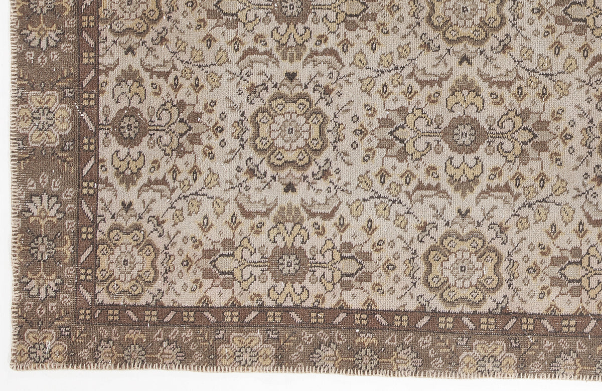 Beige Over Dyed Vintage Rug 5&#39;4&#39;&#39; x 9&#39;3&#39;&#39; ft 163 x 281 cm