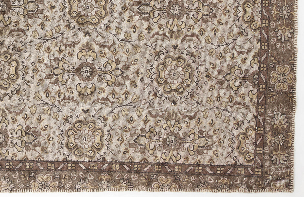 Beige Over Dyed Vintage Rug 5&#39;4&#39;&#39; x 9&#39;3&#39;&#39; ft 163 x 281 cm