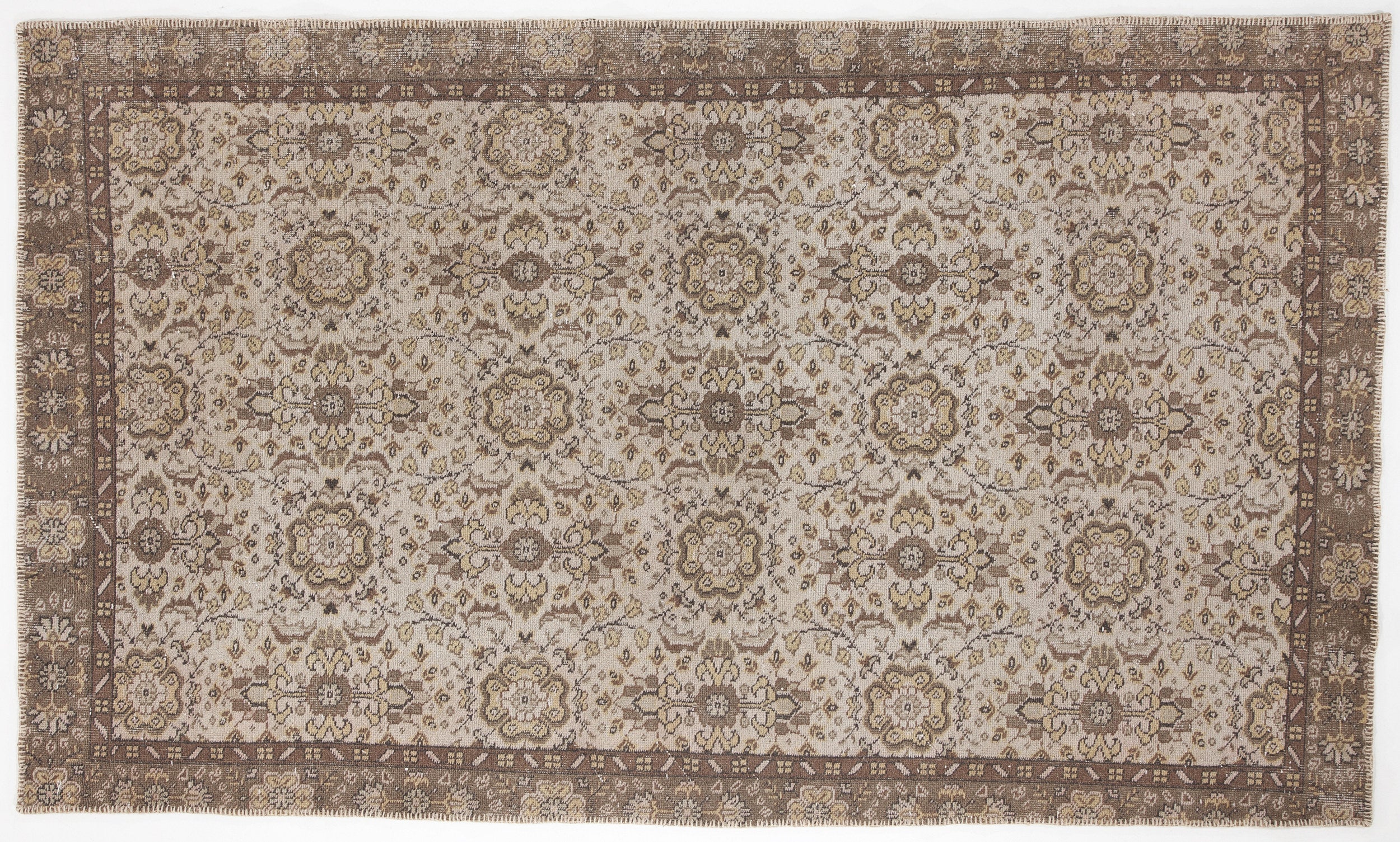 Beige Over Dyed Vintage Rug 5'4'' x 9'3'' ft 163 x 281 cm