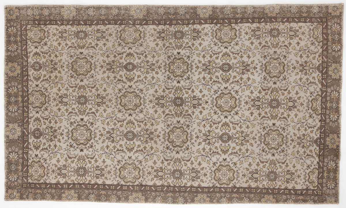Beige Over Dyed Vintage Rug 5&#39;4&#39;&#39; x 9&#39;3&#39;&#39; ft 163 x 281 cm