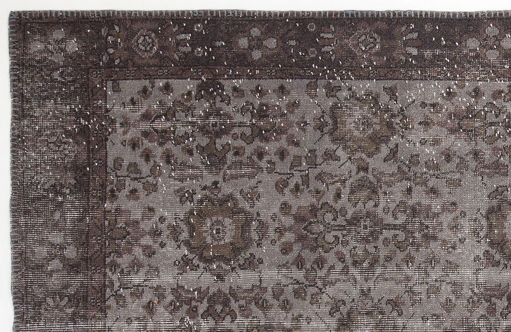 Gray Over Dyed Vintage Rug 5'6'' x 9'10'' ft 167 x 300 cm