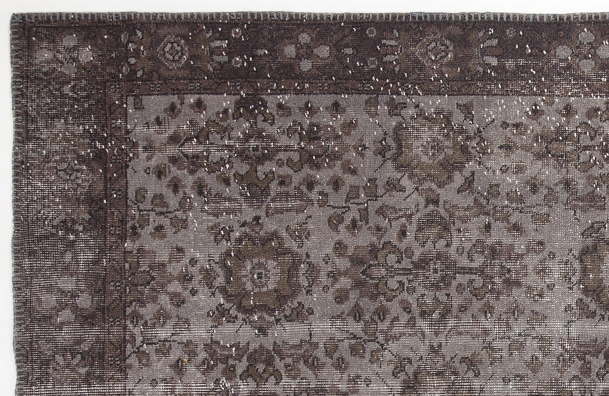Gray Over Dyed Vintage Rug 5'6'' x 9'10'' ft 167 x 300 cm