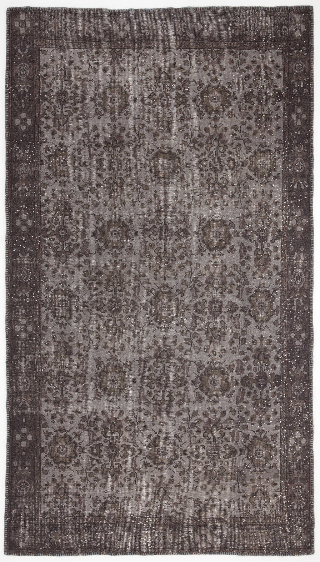 Gray Over Dyed Vintage Rug 5'6'' x 9'10'' ft 167 x 300 cm