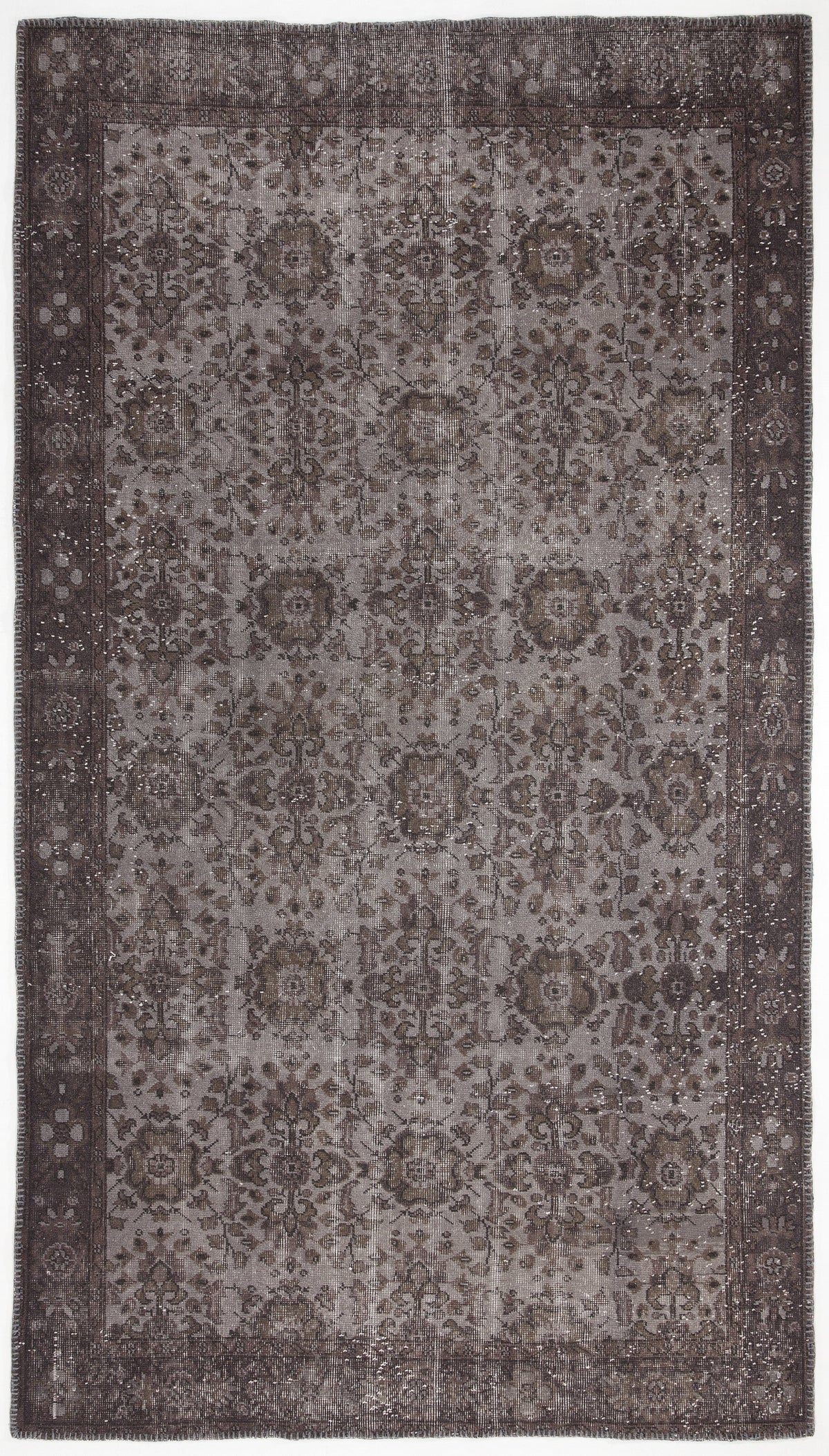 Gray Over Dyed Vintage Rug 5&#39;6&#39;&#39; x 9&#39;10&#39;&#39; ft 167 x 300 cm