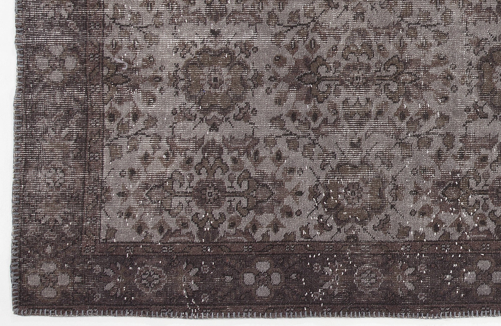 Gray Over Dyed Vintage Rug 5'6'' x 9'10'' ft 167 x 300 cm