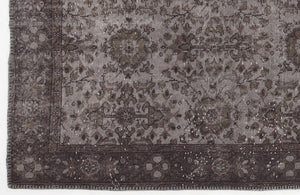 Gray Over Dyed Vintage Rug 5'6'' x 9'10'' ft 167 x 300 cm