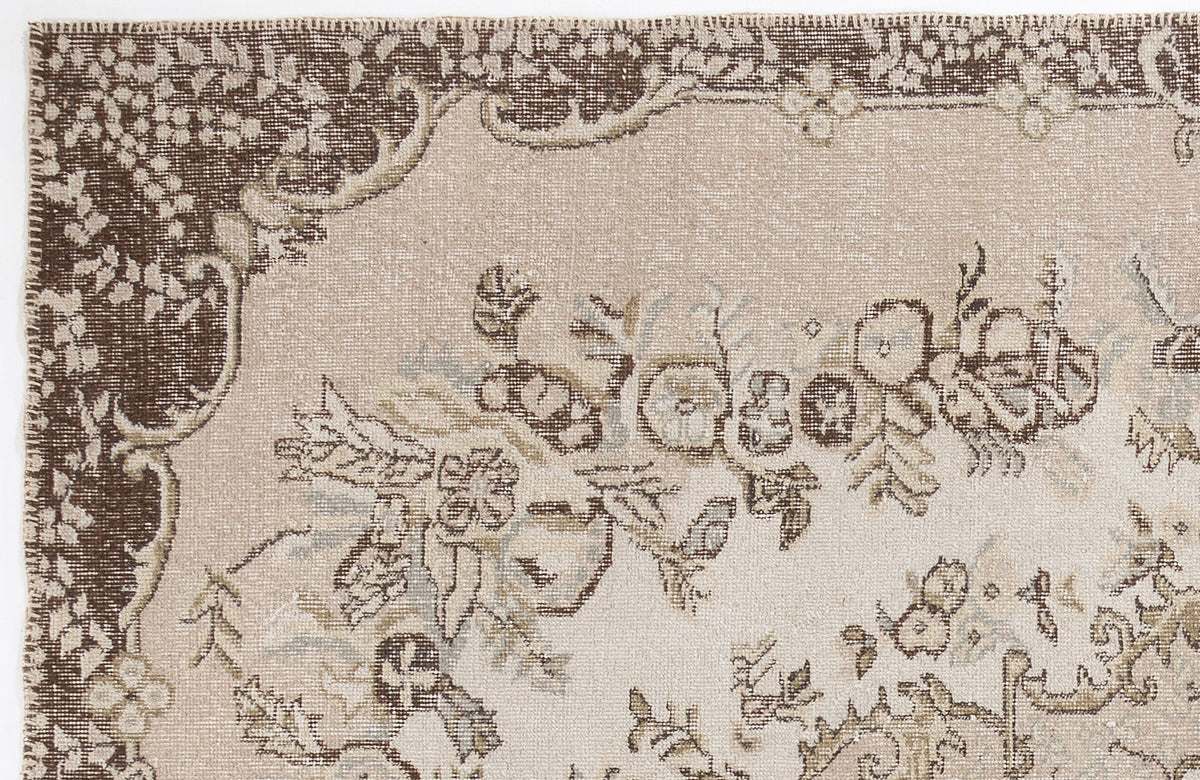 Beige Over Dyed Vintage Rug 6&#39;2&#39;&#39; x 9&#39;2&#39;&#39; ft 187 x 280 cm