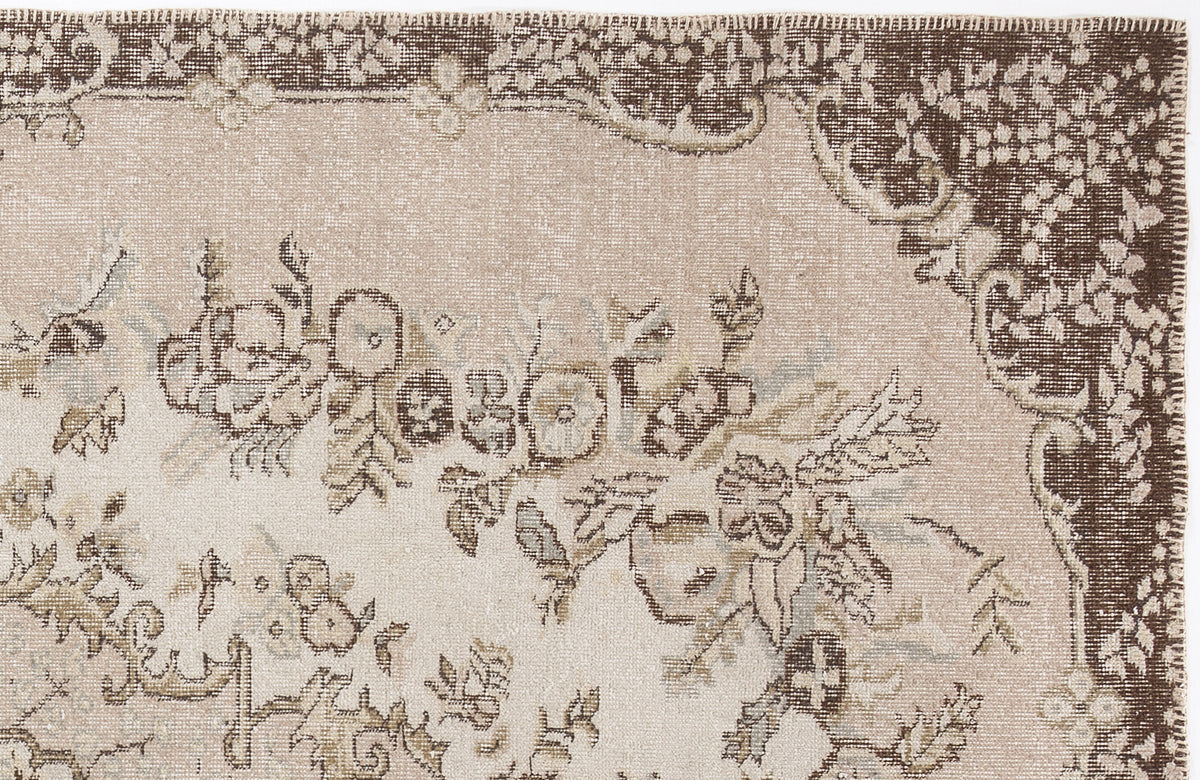 Beige Over Dyed Vintage Rug 6&#39;2&#39;&#39; x 9&#39;2&#39;&#39; ft 187 x 280 cm