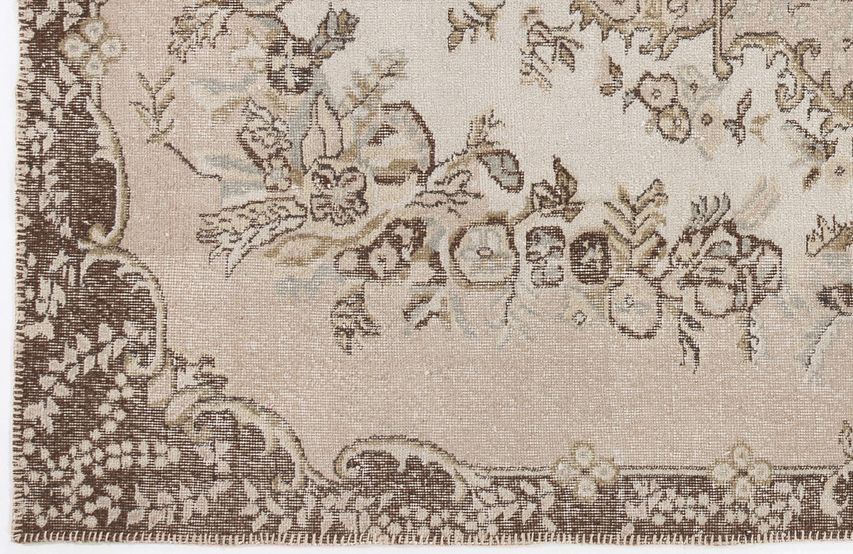 Beige Over Dyed Vintage Rug 6&#39;2&#39;&#39; x 9&#39;2&#39;&#39; ft 187 x 280 cm