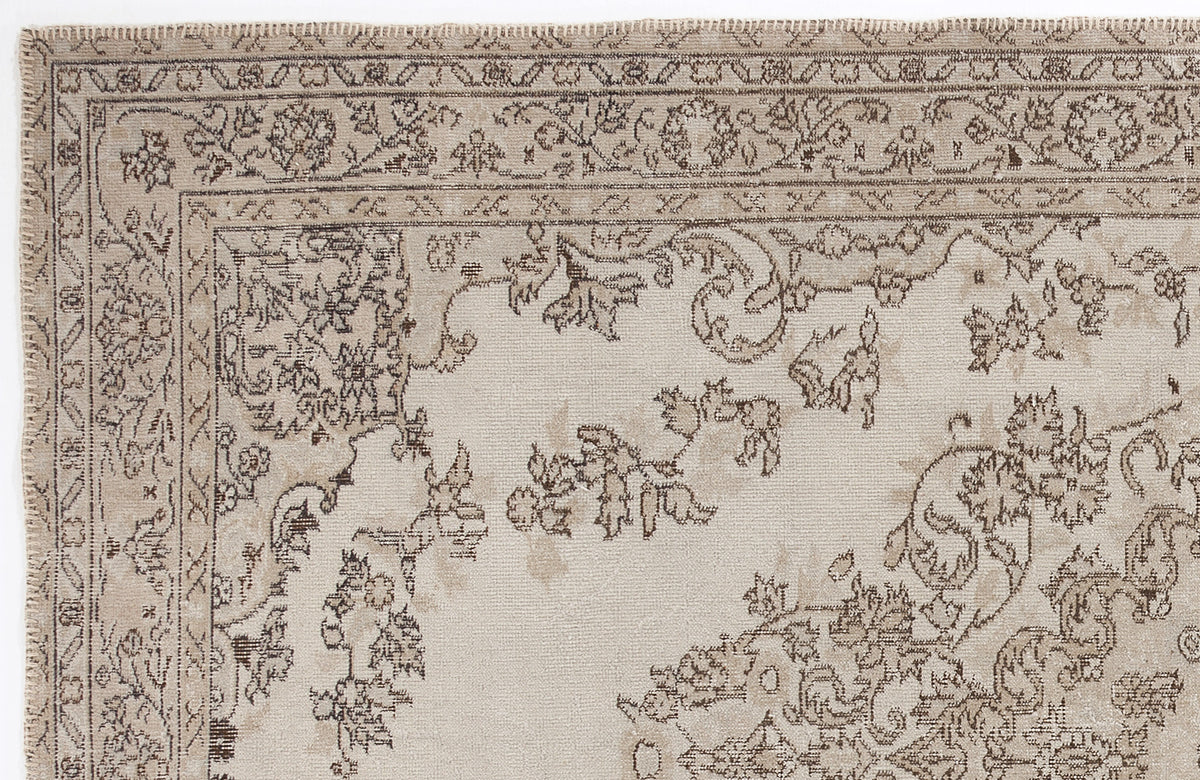 Beige Over Dyed Vintage Rug 5&#39;8&#39;&#39; x 9&#39;2&#39;&#39; ft 173 x 280 cm