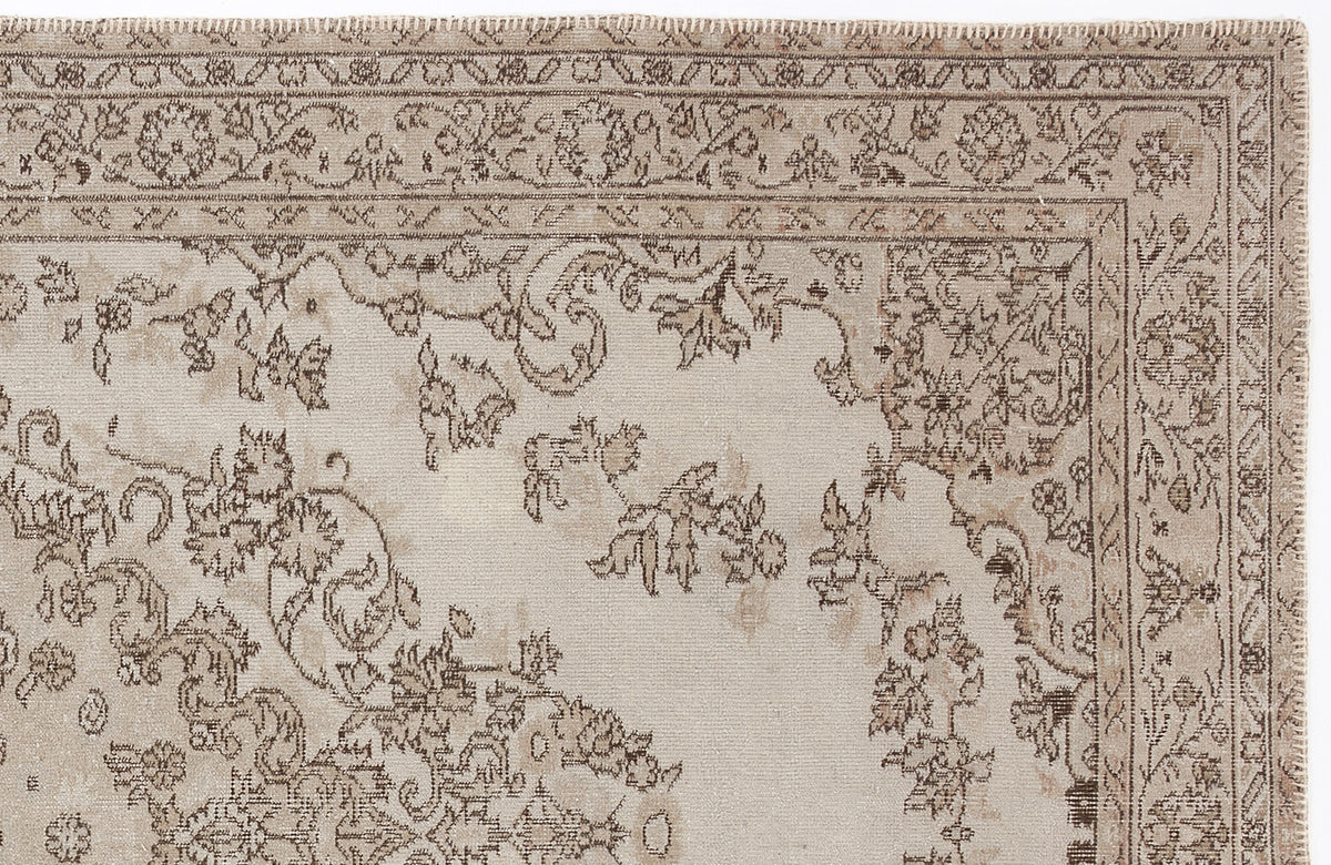 Beige Over Dyed Vintage Rug 5&#39;8&#39;&#39; x 9&#39;2&#39;&#39; ft 173 x 280 cm