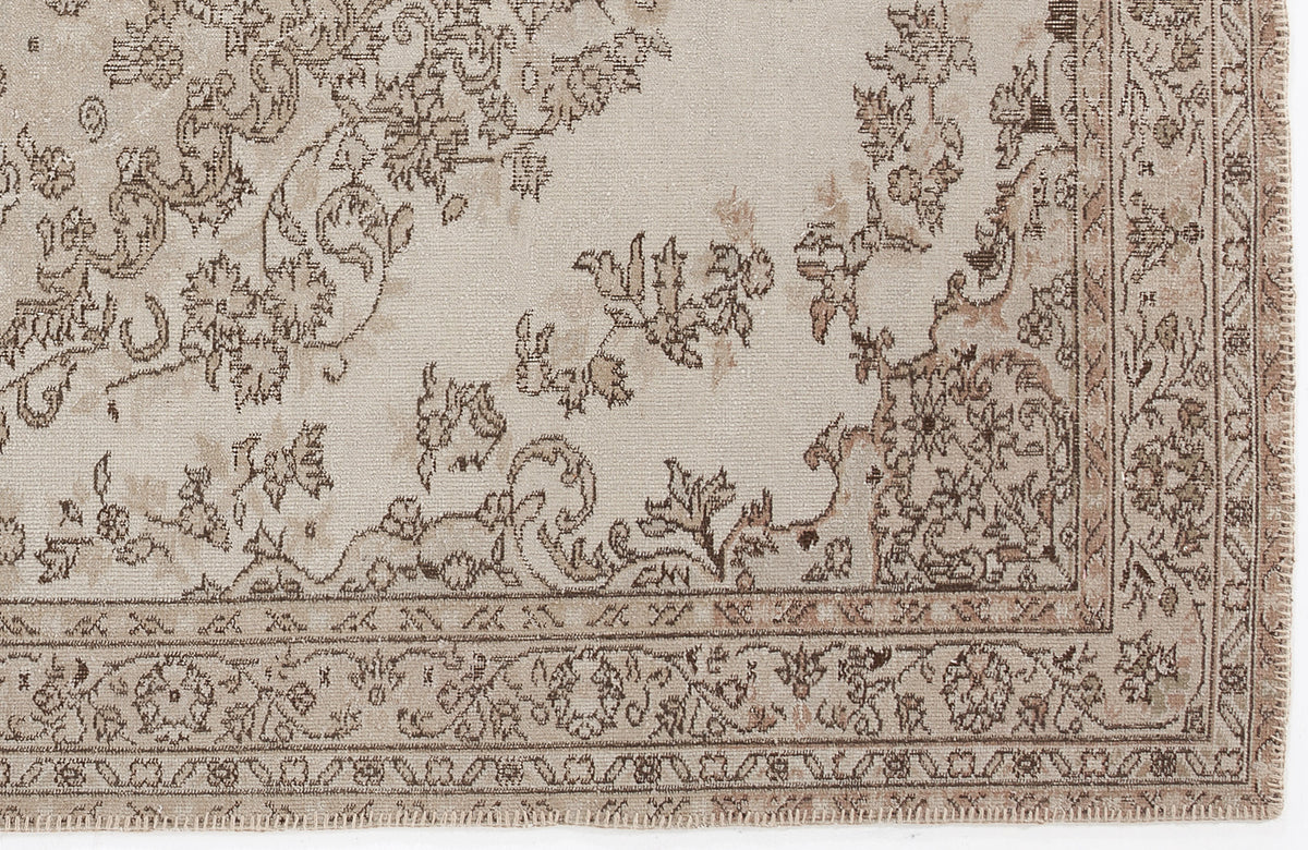 Beige Over Dyed Vintage Rug 5&#39;8&#39;&#39; x 9&#39;2&#39;&#39; ft 173 x 280 cm