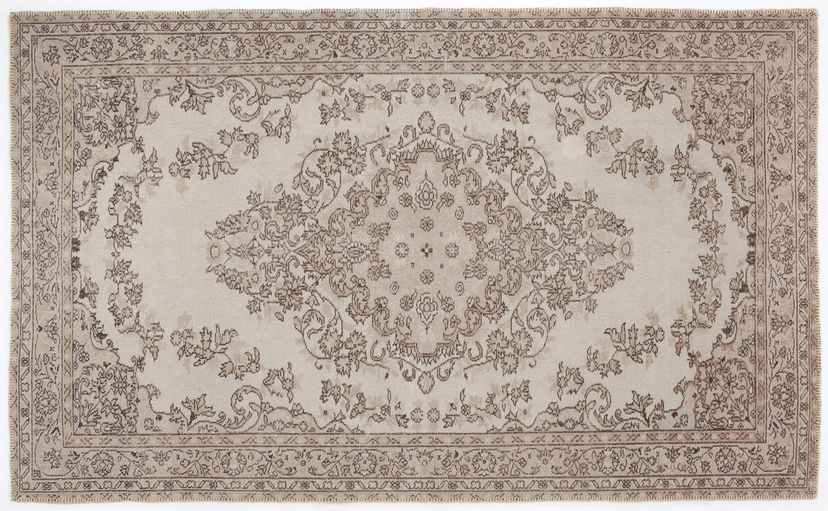 Beige Over Dyed Vintage Rug 5&#39;8&#39;&#39; x 9&#39;2&#39;&#39; ft 173 x 280 cm