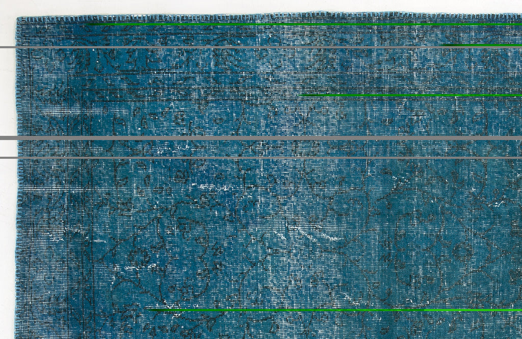 Turquoise  Over Dyed Vintage Rug 6'5'' x 9'7'' ft 195 x 292 cm