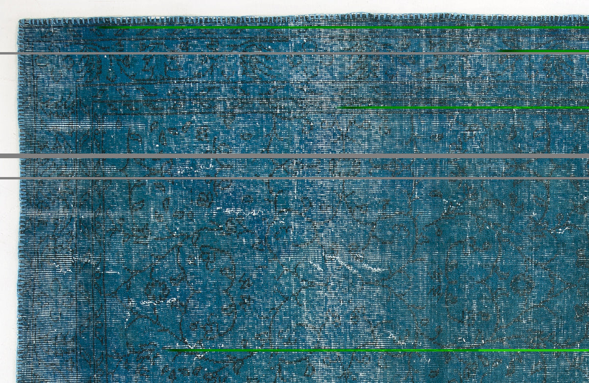 Turquoise  Over Dyed Vintage Rug 6&#39;5&#39;&#39; x 9&#39;7&#39;&#39; ft 195 x 292 cm