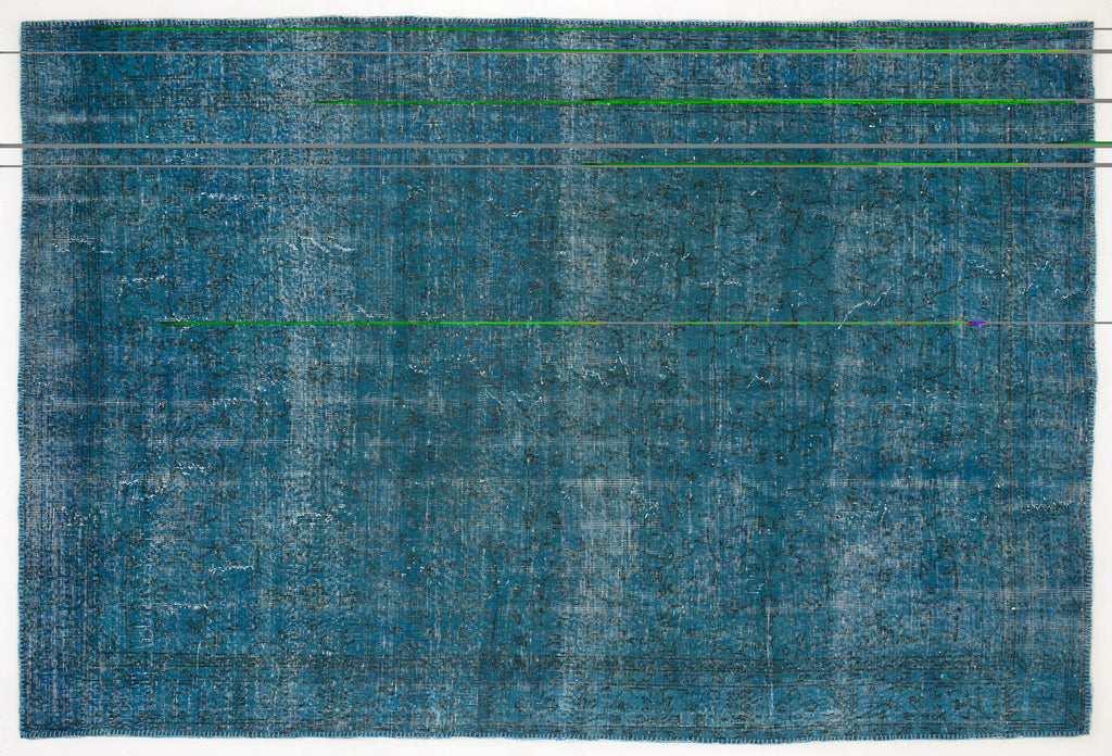 Turquoise  Over Dyed Vintage Rug 6'5'' x 9'7'' ft 195 x 292 cm