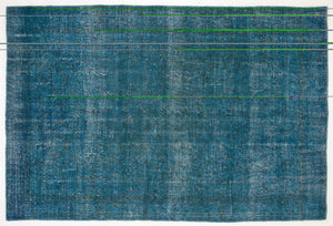 Turquoise  Over Dyed Vintage Rug 6'5'' x 9'7'' ft 195 x 292 cm