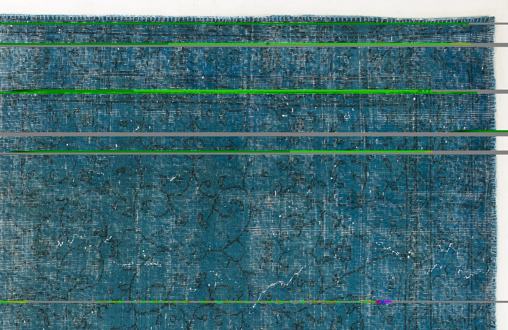 Turquoise  Over Dyed Vintage Rug 6'5'' x 9'7'' ft 195 x 292 cm
